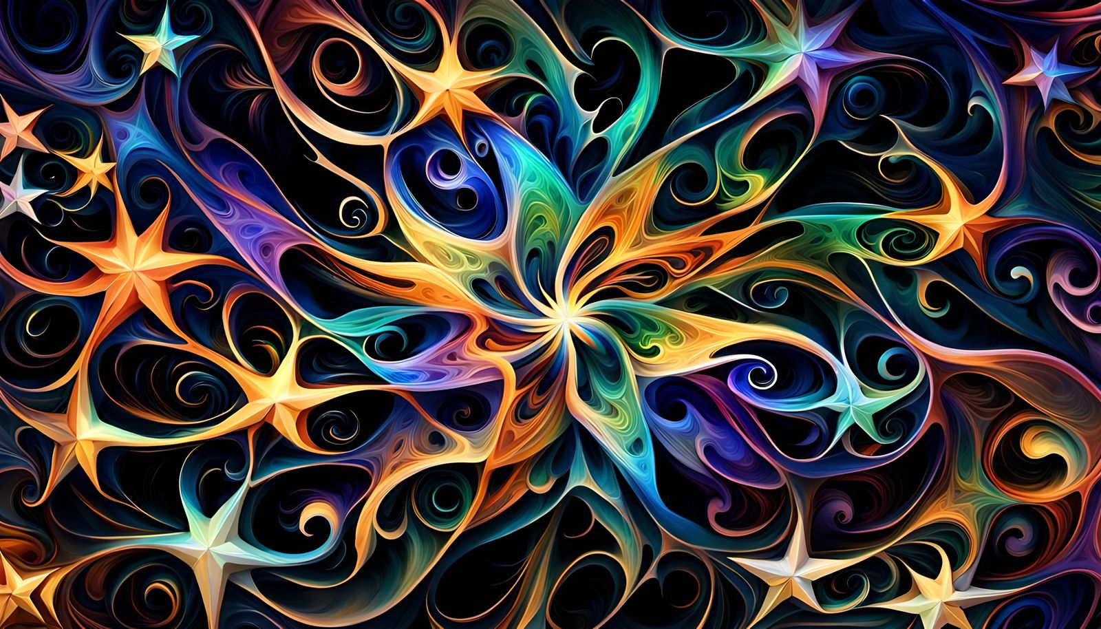 Iridescent 3D Protostar Cluster in Impasto Style