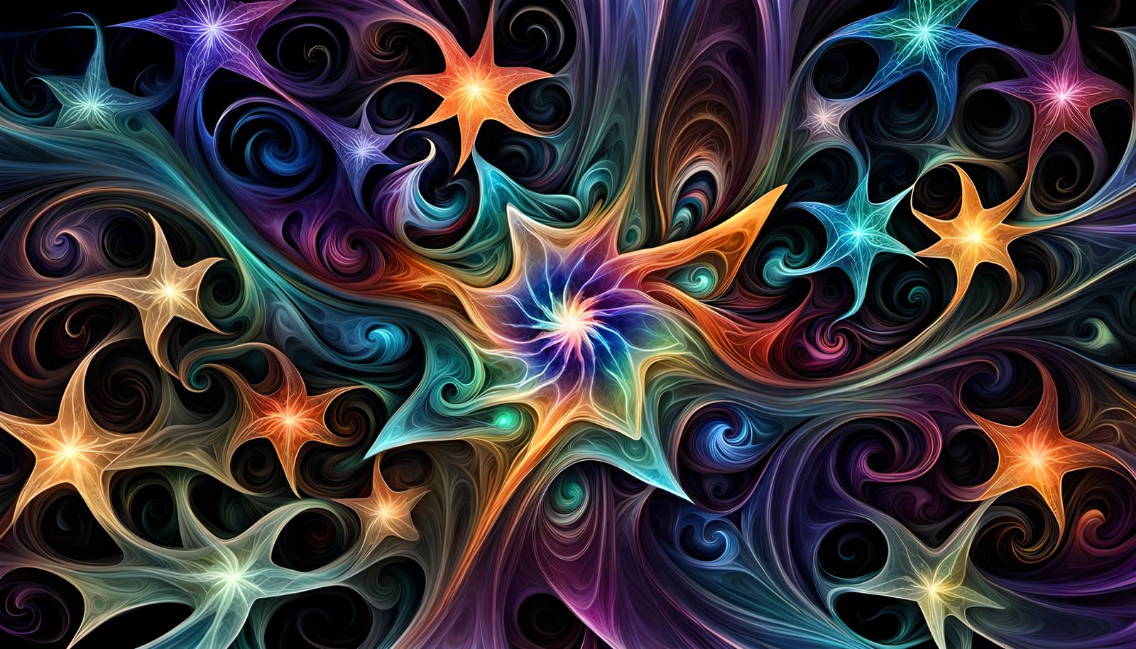 Iridescent Star Cluster in Impasto Oil Paint Style