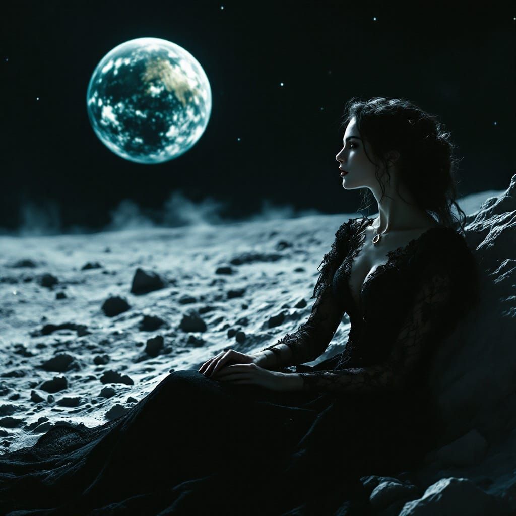 Ethereal Moonlit Beauty in Victorian Gown