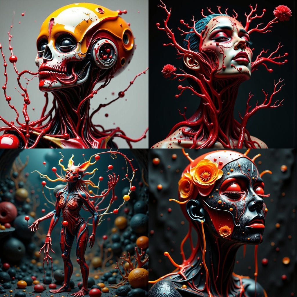 Gory Sentient Model with Blood and Honey Veins