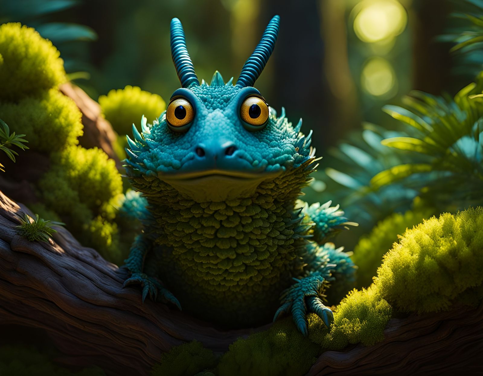 Worm's-Eye View of Forest Critters in 3D Style