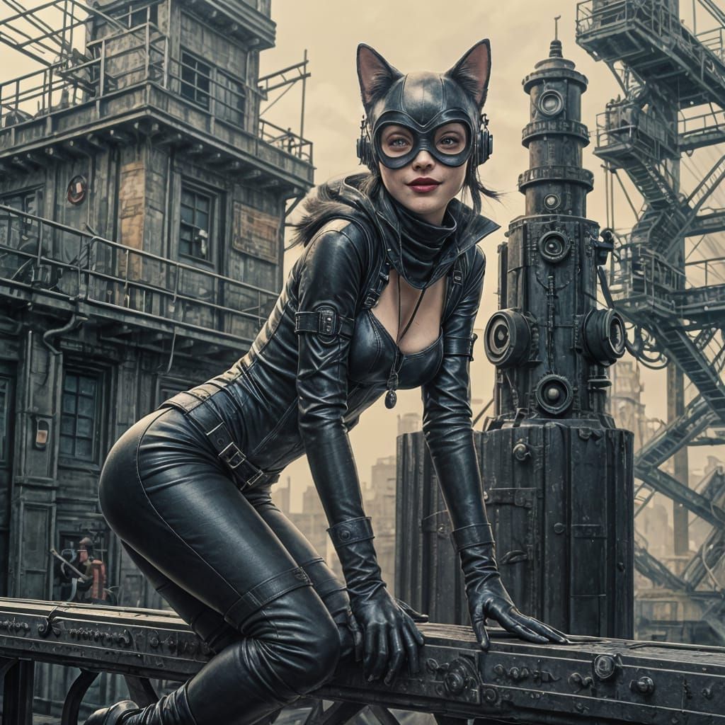 Dieselpunk Cat Burglar in Manga Style