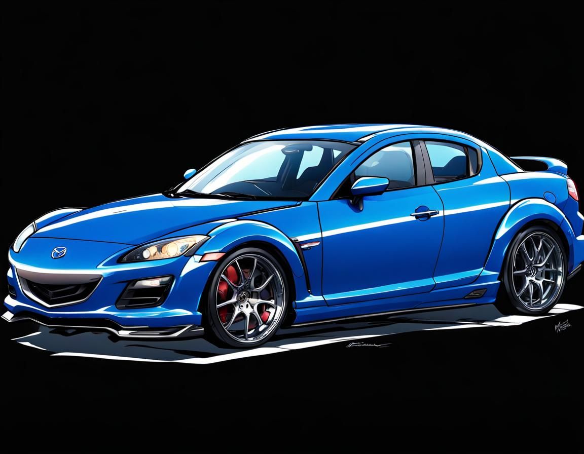 Mazda RX-8 in Anime Key Visual Style