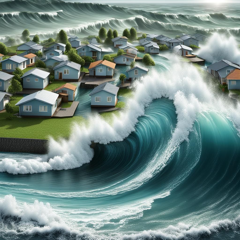 Detailed 3D Rendering of Tsunami Waves