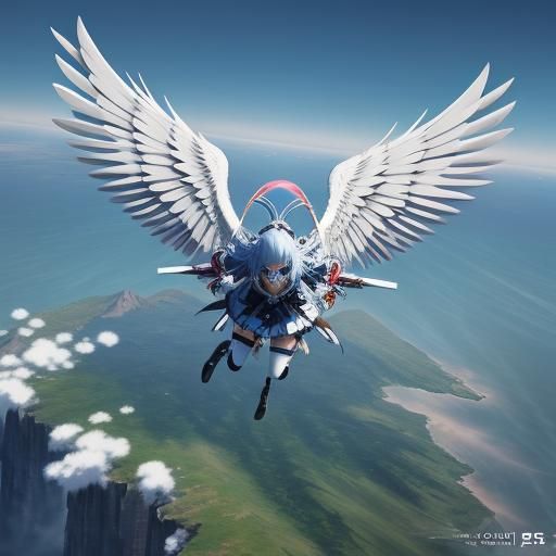 Anime Girls with Wings: Detailed 3D Art