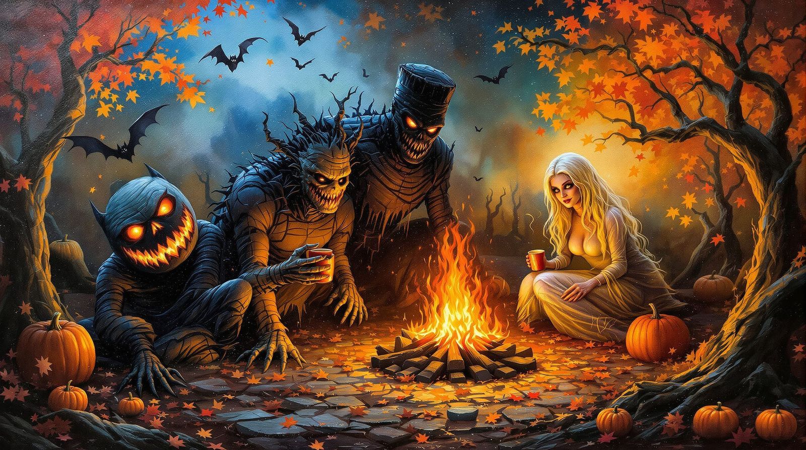 Monstrous Harvest Festival Impasto Painting