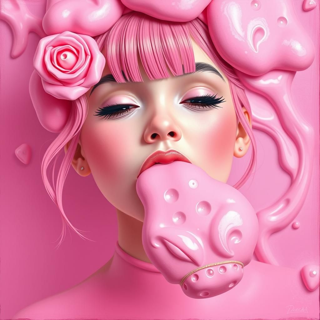 Pink Bubblegum in Pop Surrealist Style