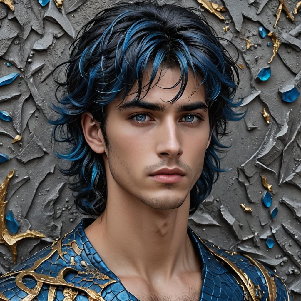 Attractive Androgynous Figure with Reptile Eyes, Digital Art