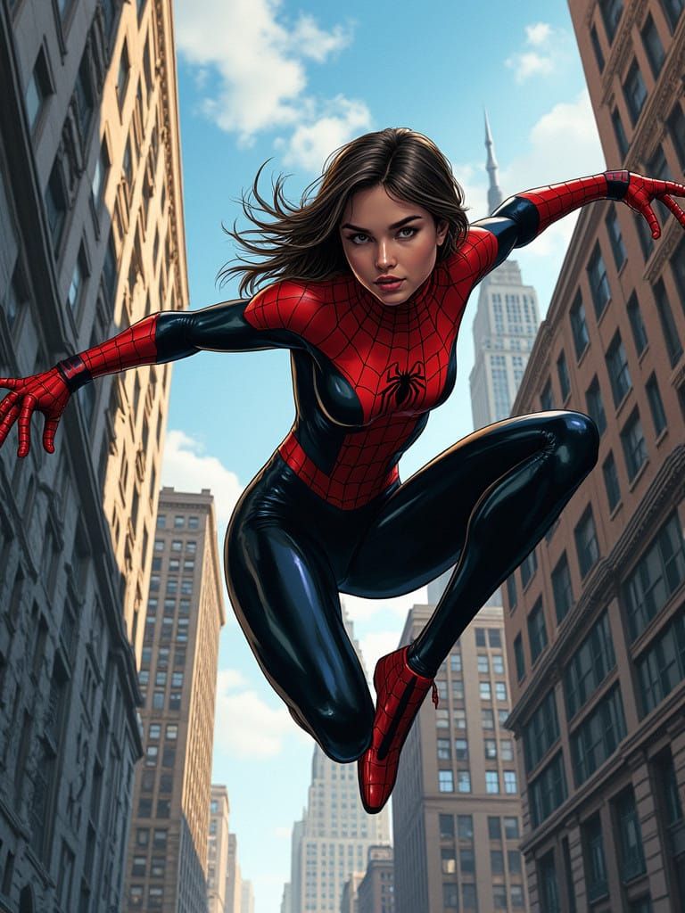 Dynamic Teenage Spidergirl in Classic Comic Book Style