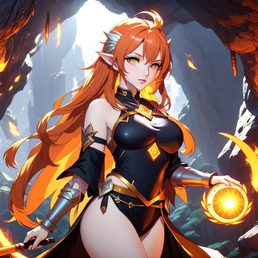 Stunning Sun Mage in 3D Anime Style