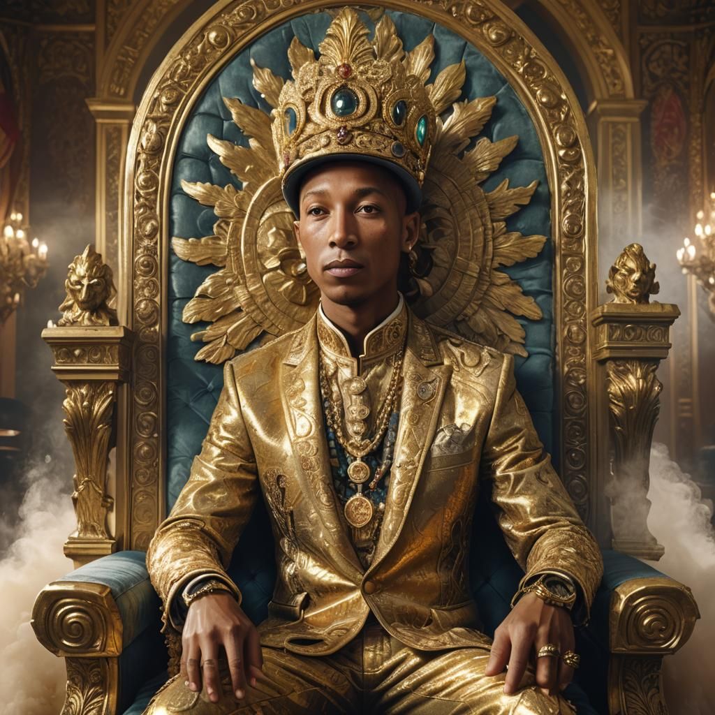 Ornate Portrait of Man on Throne in Splash Art Style
