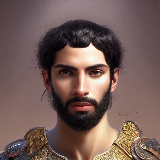 Detailed Portrait of a Roman Warrior in Armor