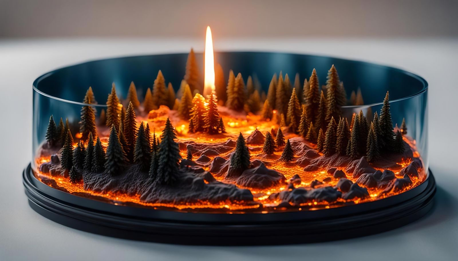 Burning Candle Miniature Landscape in 3D