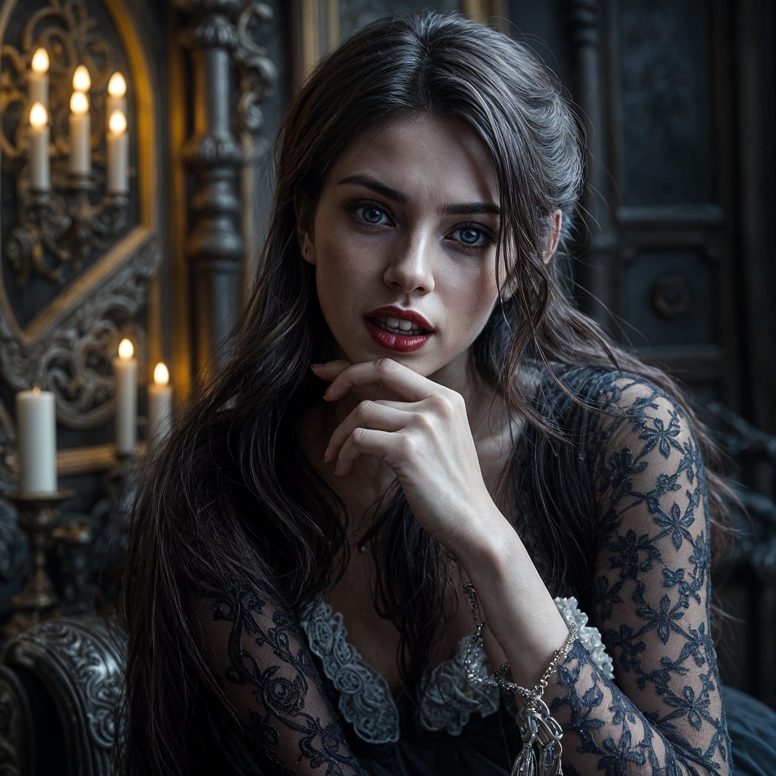 Hyperrealistic Vampire Woman with Intricate Details