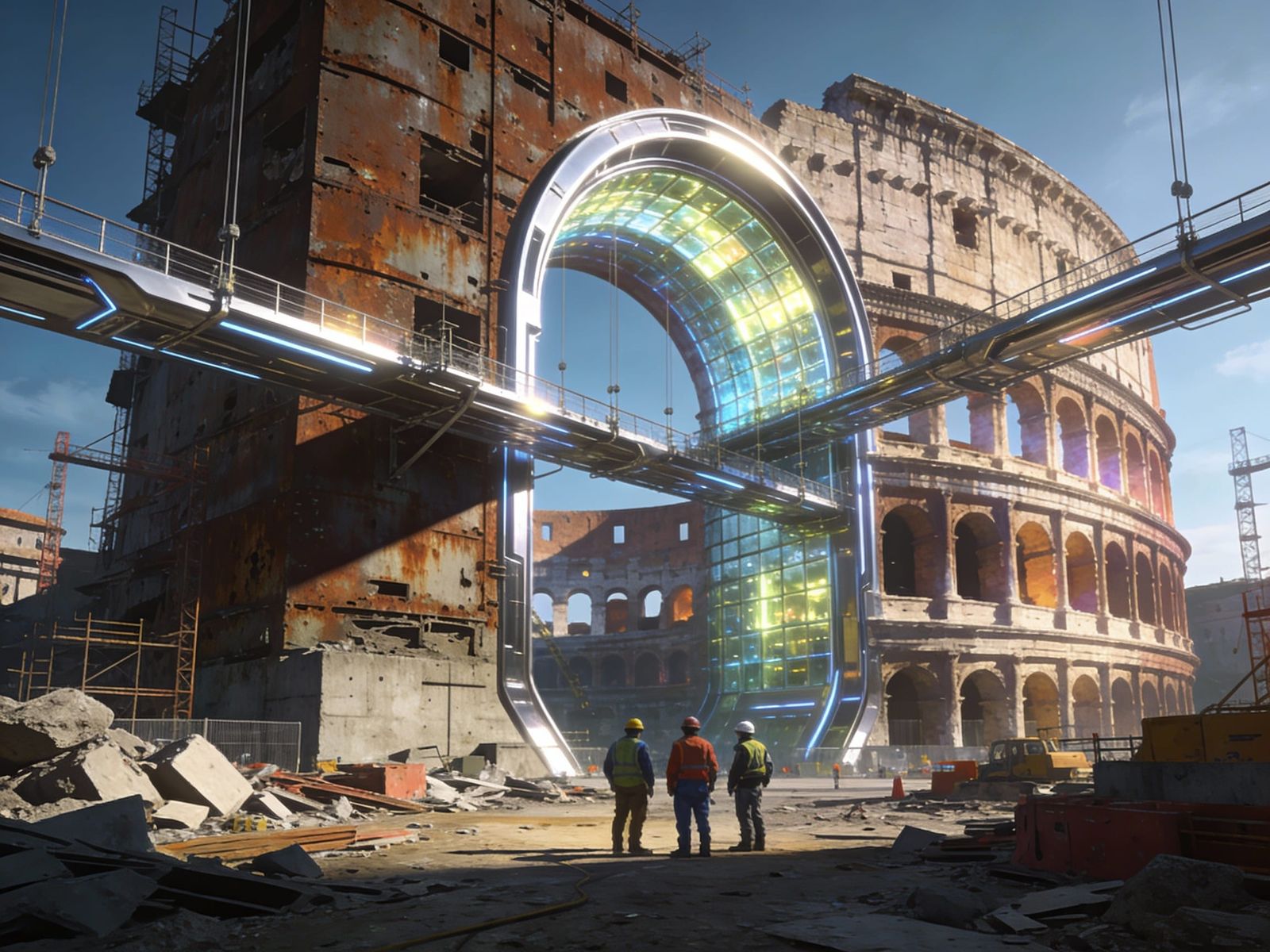 Future Rome Colosseum: Illuminated Glass and Metal