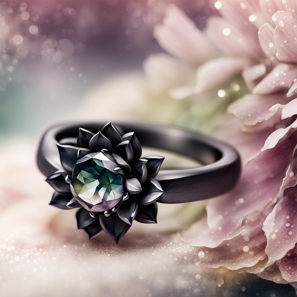 Lotus Shaped Ring Alexandrite Engagement Ring