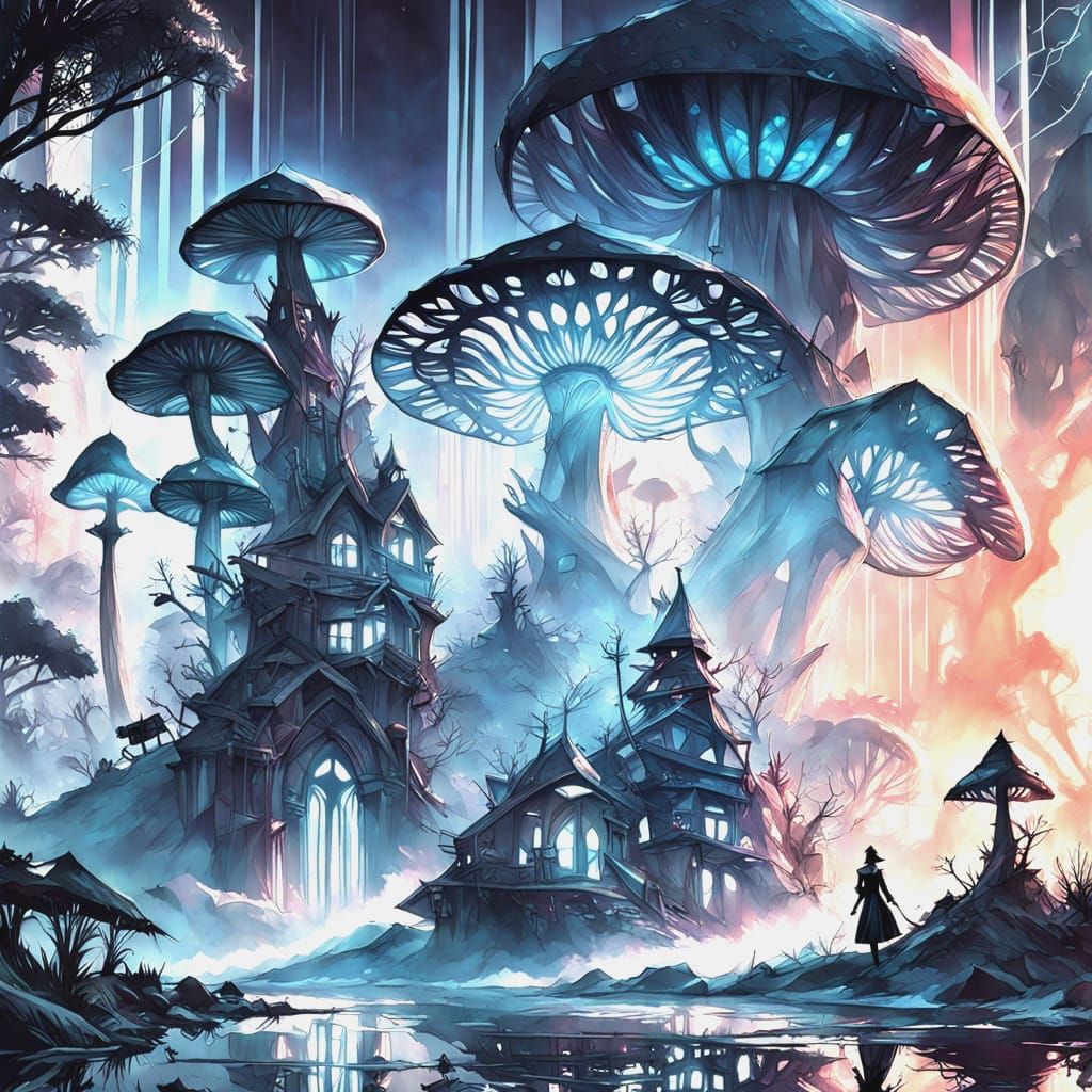 Enchanted Mushroom Abode in Whimsical Wonderland