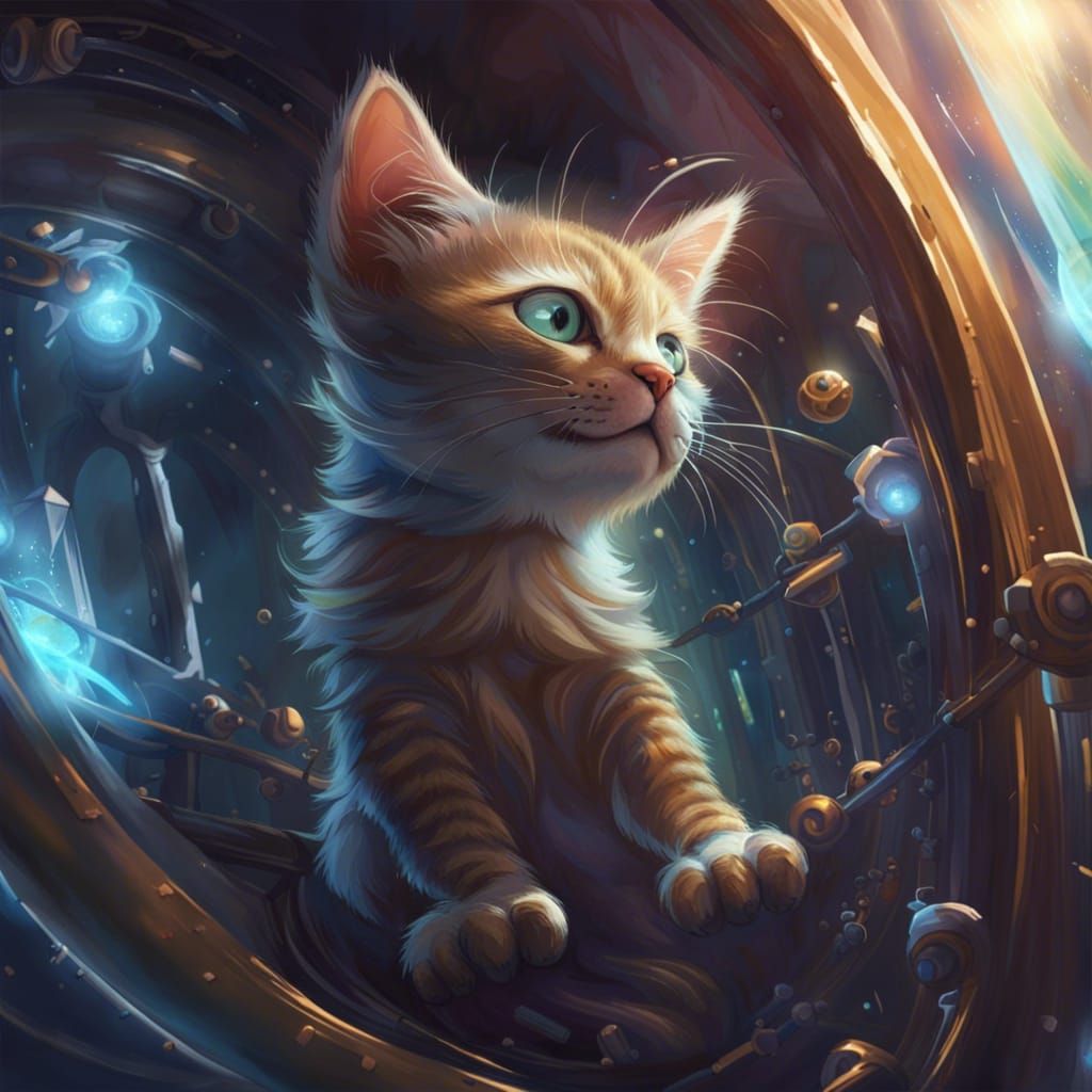 Ethereal Astrophysical Kitten in Surrealcore Style