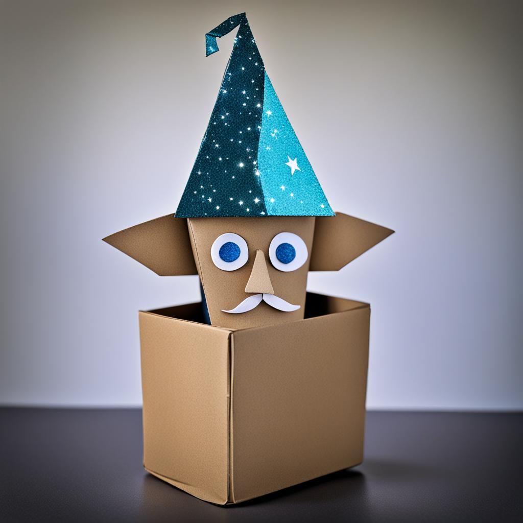 Sparkly Cardboard Box Wizard Puppet
