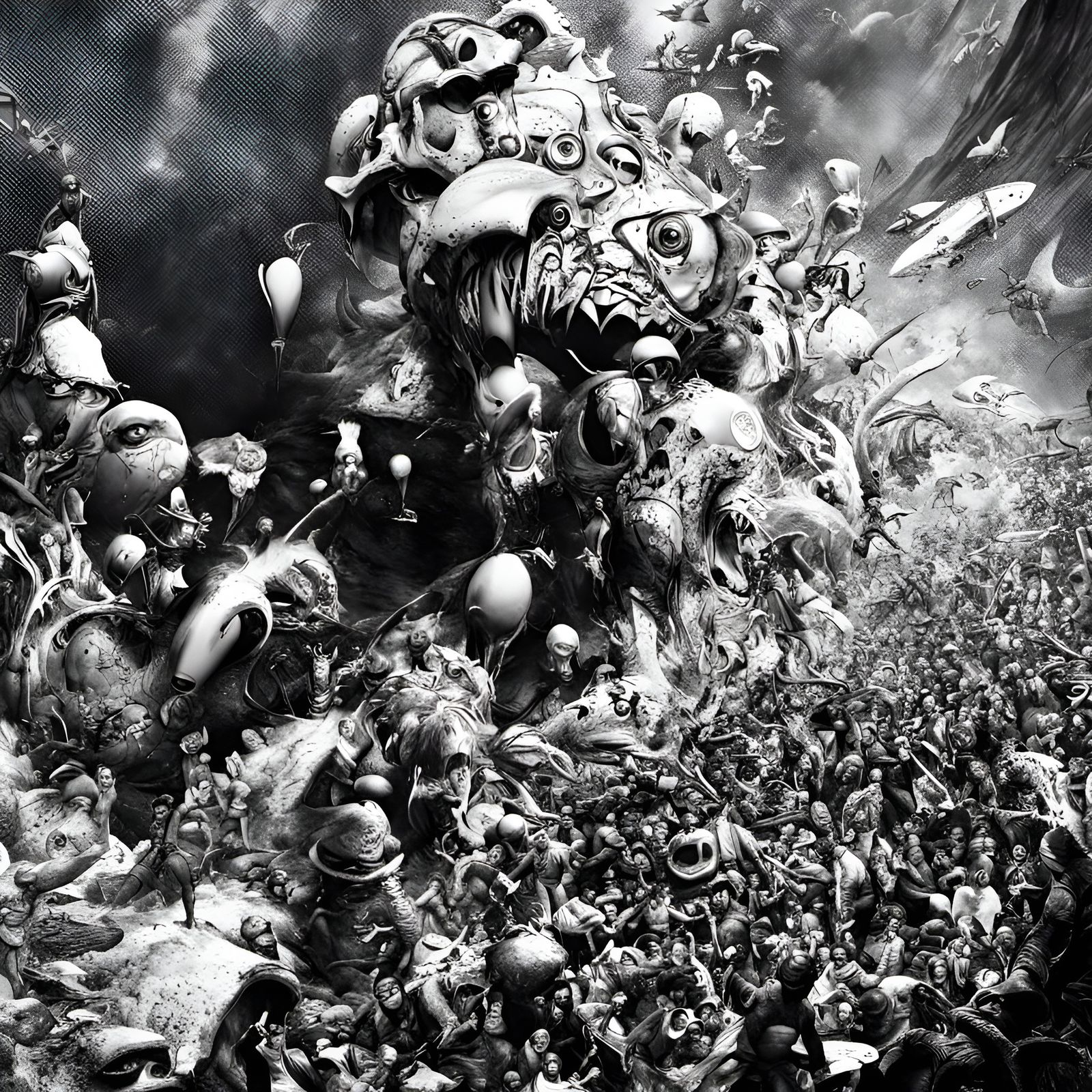 Surreal Cartoon Characters in Oil Painting Style