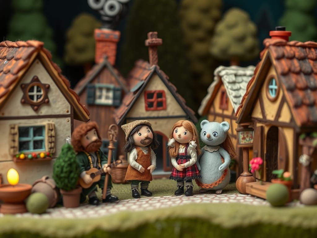 Bavarian Village in Stop Motion Felt Art