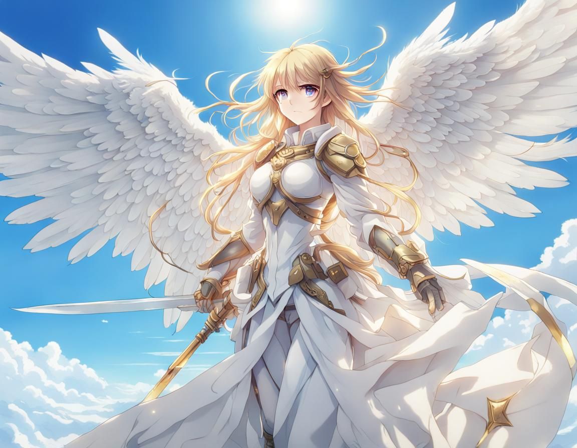 Anime Guardian Angel with Wings Spread