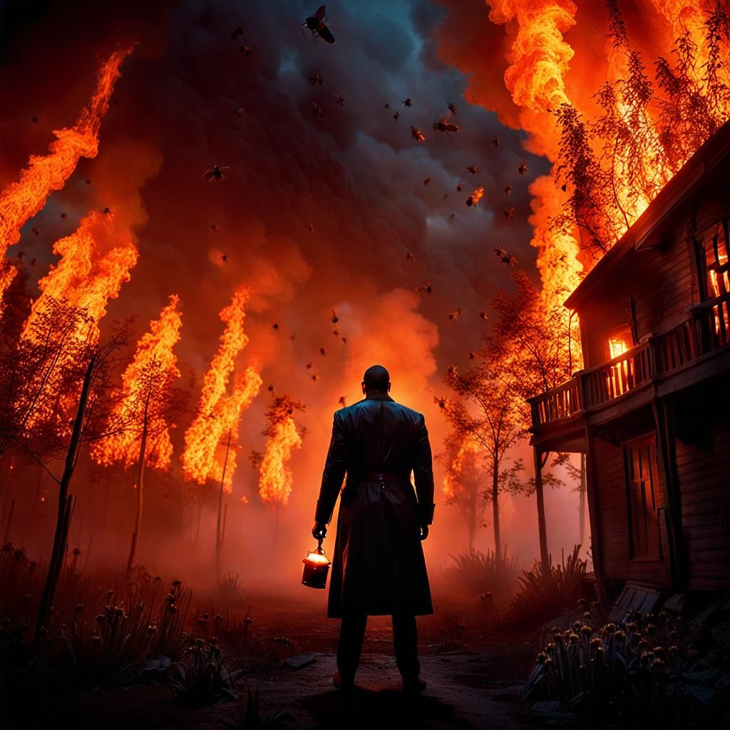 Candyman in Fiery Dark Fantasy Scene