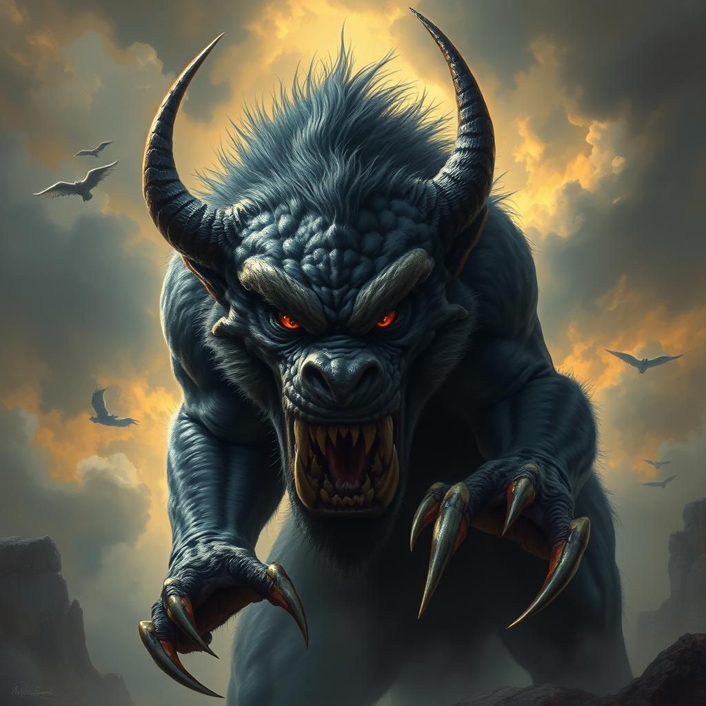 Fierce Beast in Dark Fantasy Style