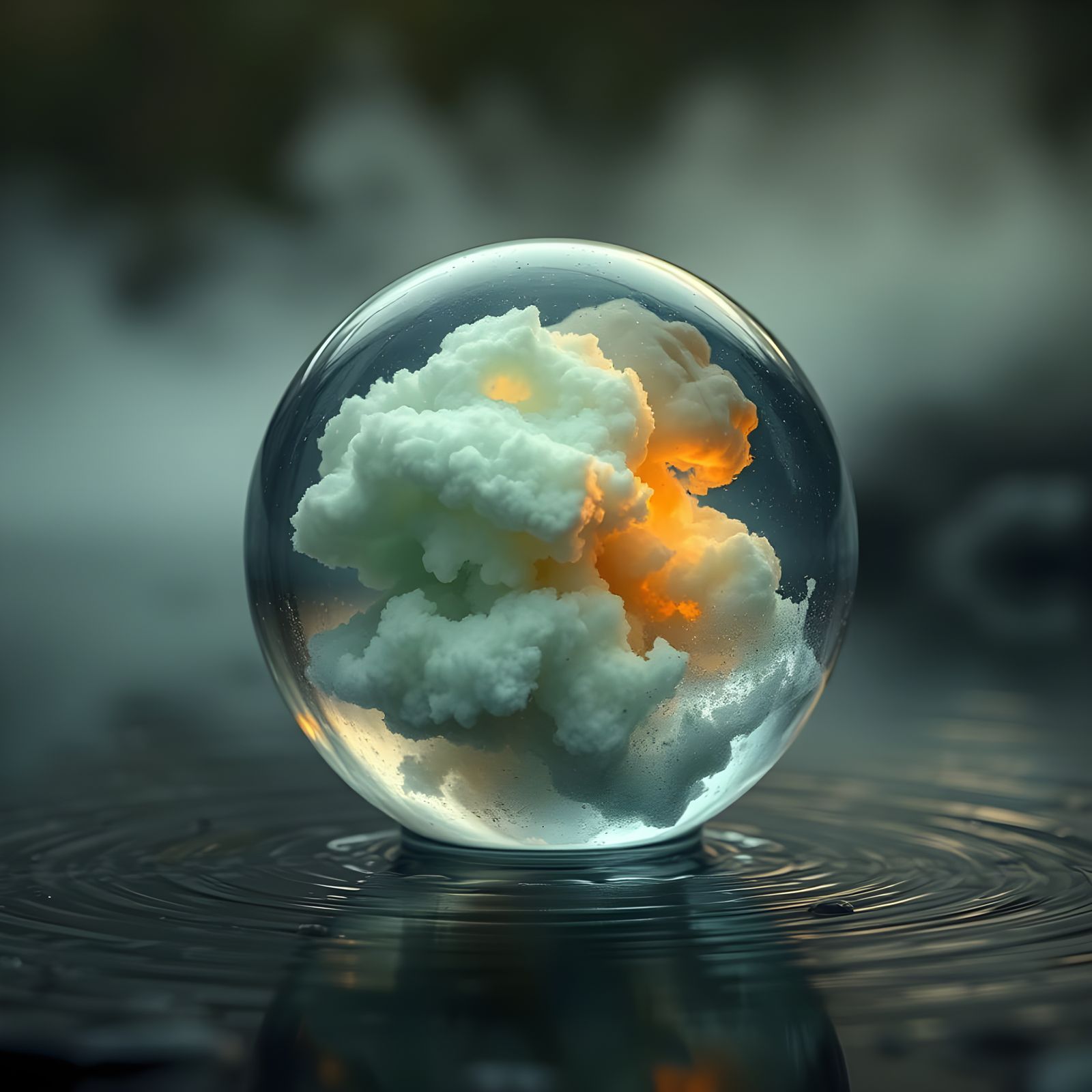 Storm in a Glass Sphere: Hyperrealistic Digital Art