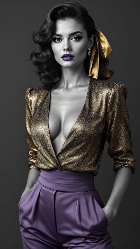 Elegant Monochrome Portrait in Vintage Hollywood Glamour