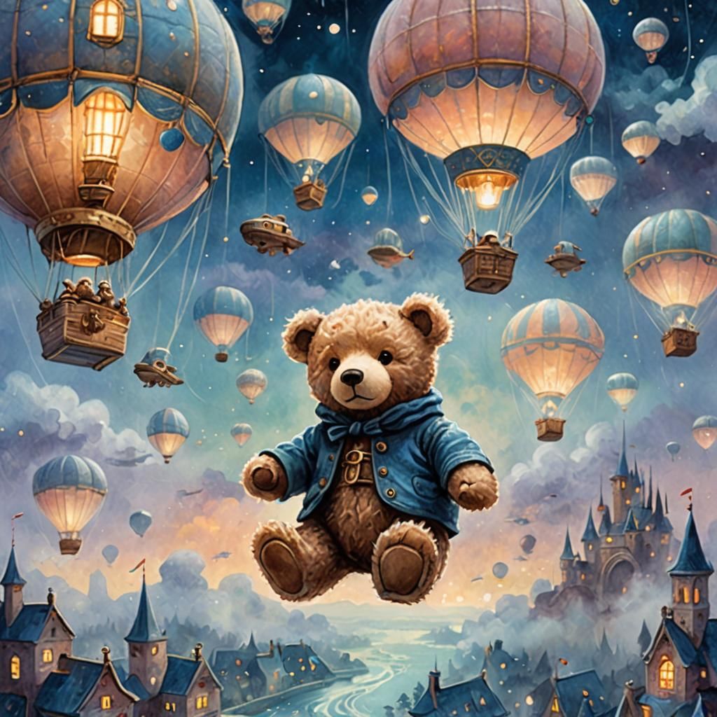 Teddy Bear in Dreamlike Fantasy World