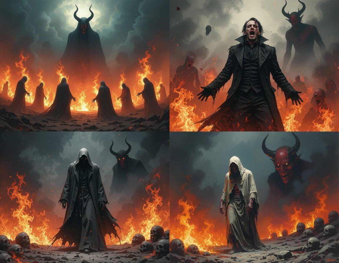 Hellscape with Screaming Souls and the Devil