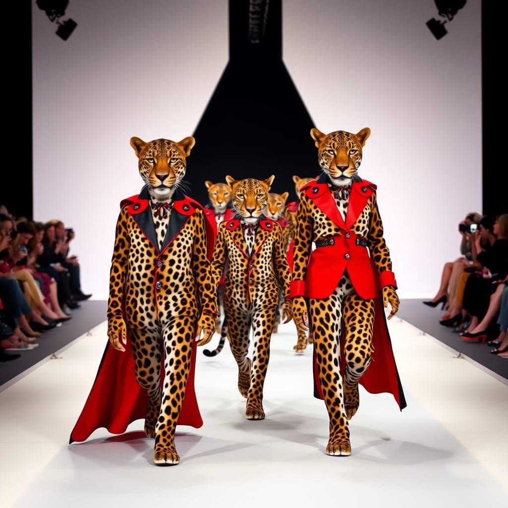Regal Felines Strut Down the Catwalk in Opulent Fashion