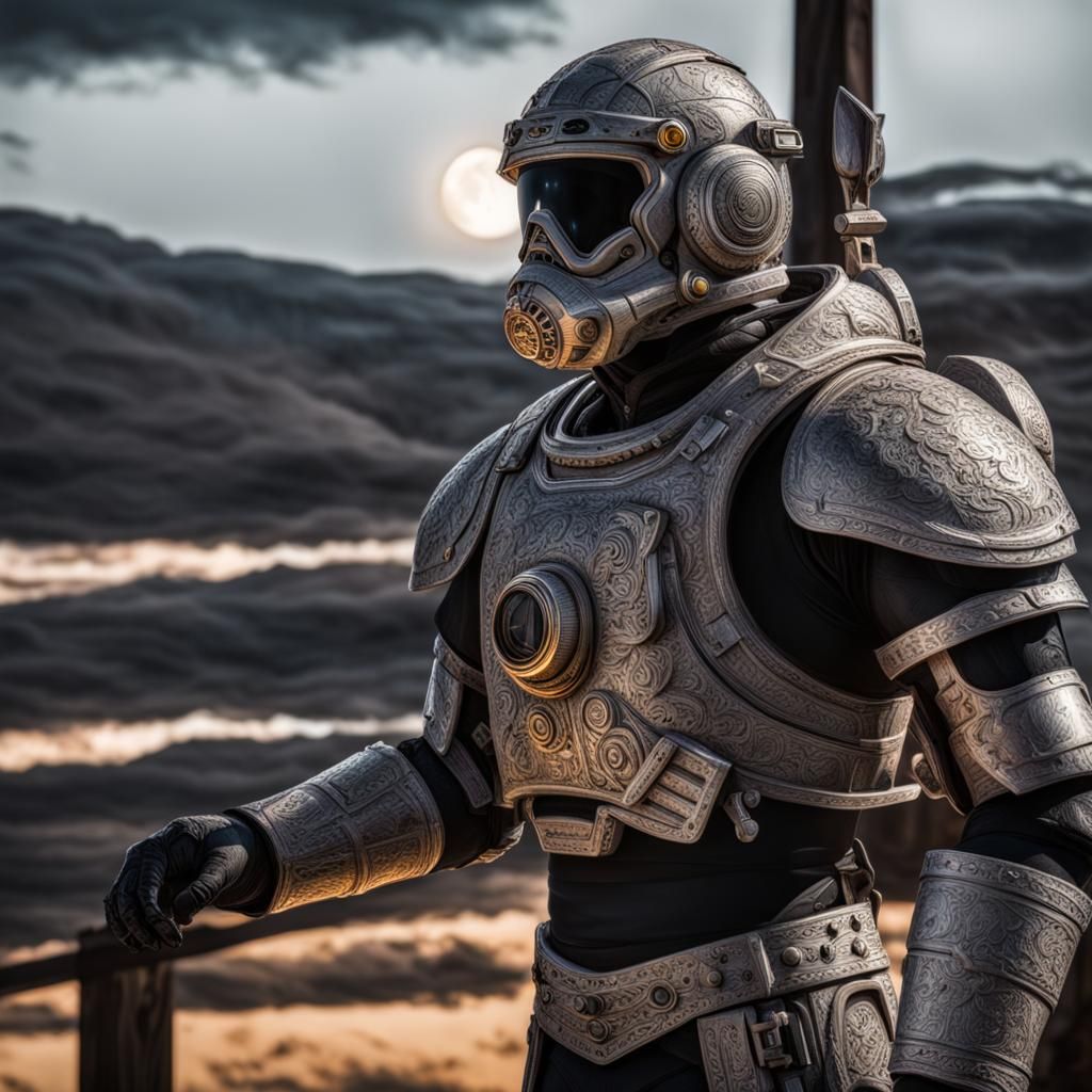 Hyperrealistic Person Talking to the Moon