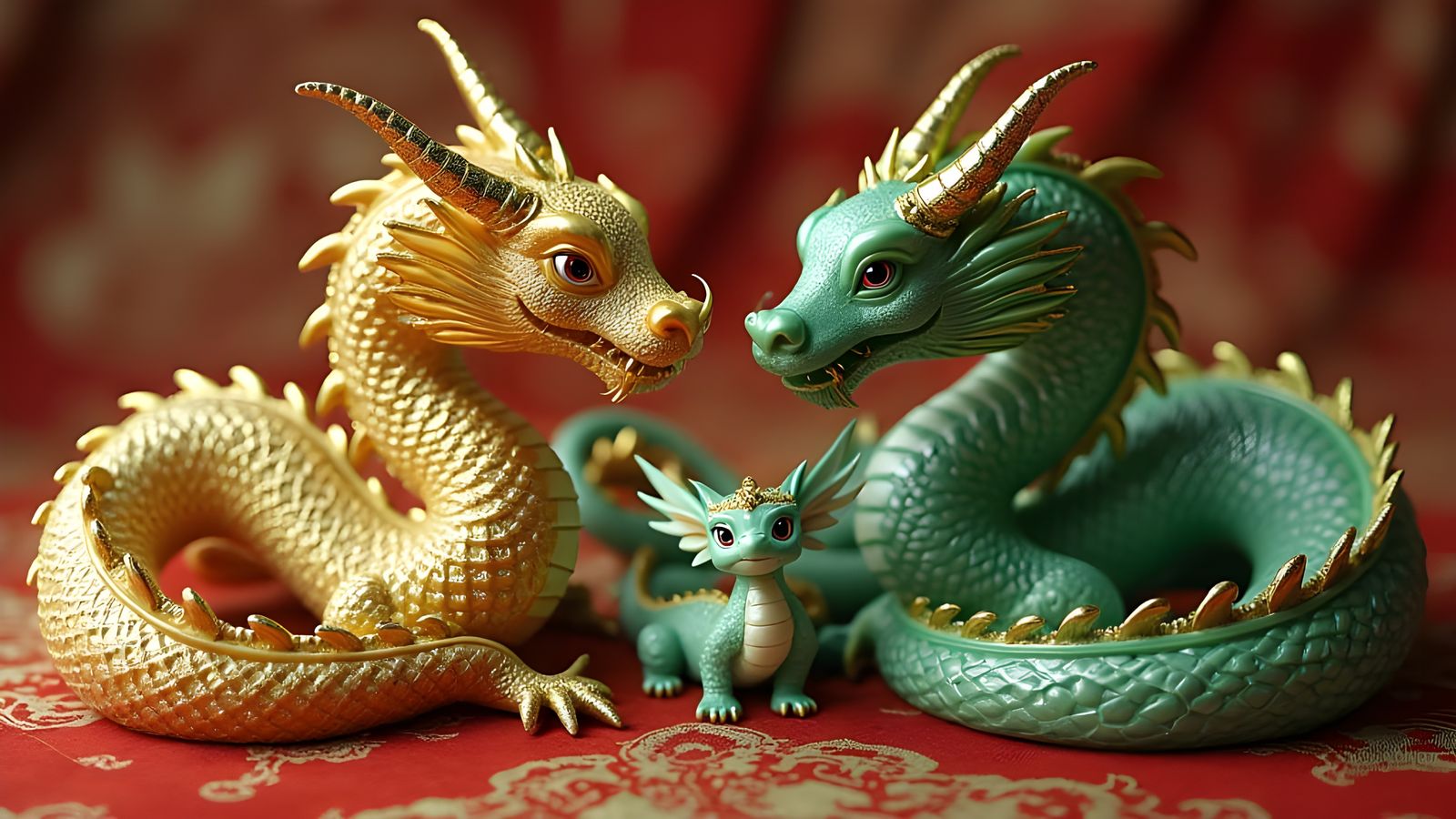 Elegant Dragons on Silk Cloth in Intricate Matte Painting