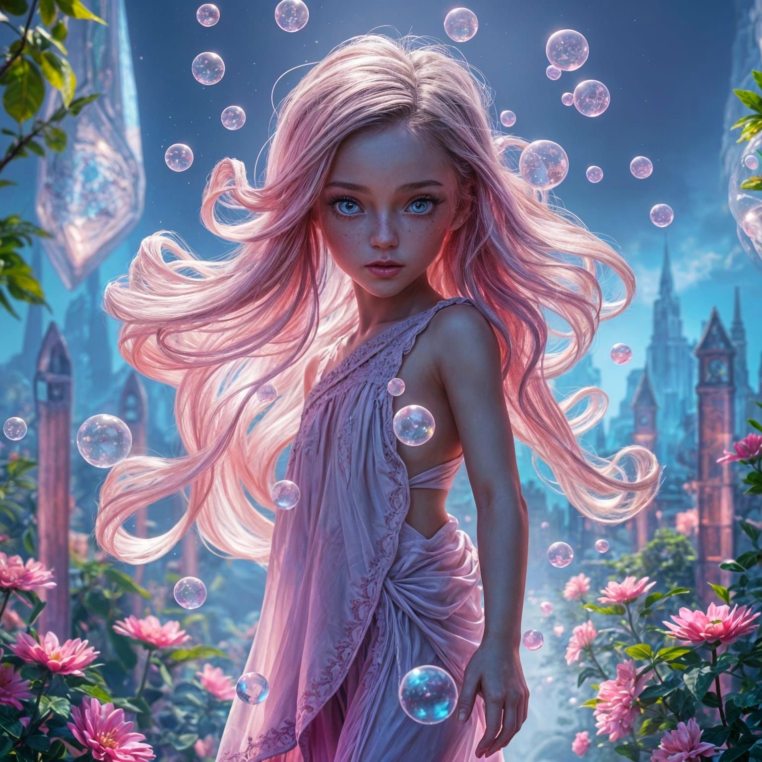 Surreal Bubblegum Princess in a Fantastical Realm