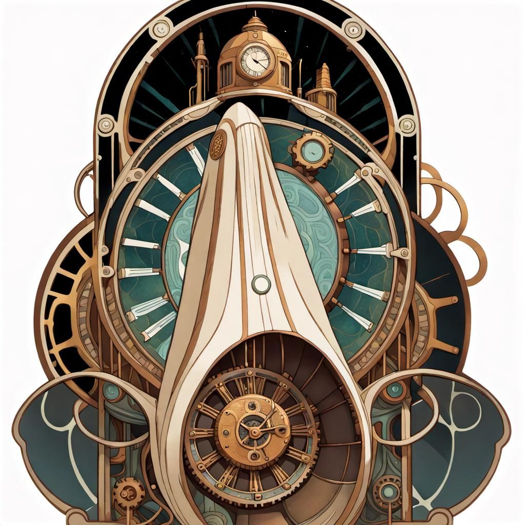 Steampunk Time Machine in Art Nouveau Style