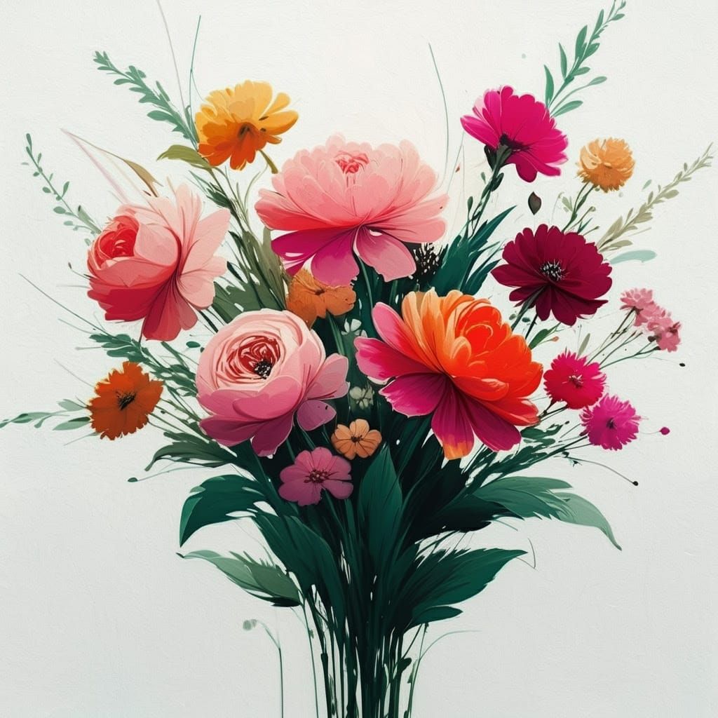 Vibrant Floral Masterpiece in Expressive Gouache Style