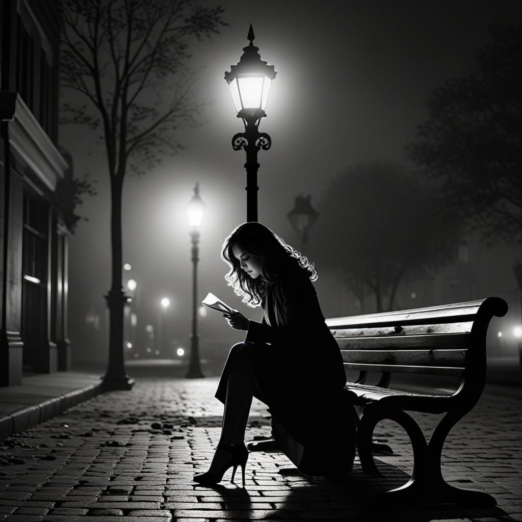 Noir Detective Cartoon Illustration in Black and White