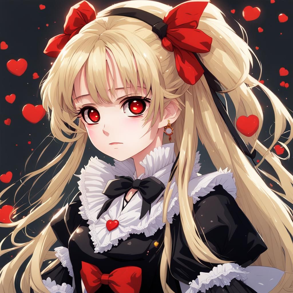 Anime Girl Portrait with Red Eyes in Fantasy Art