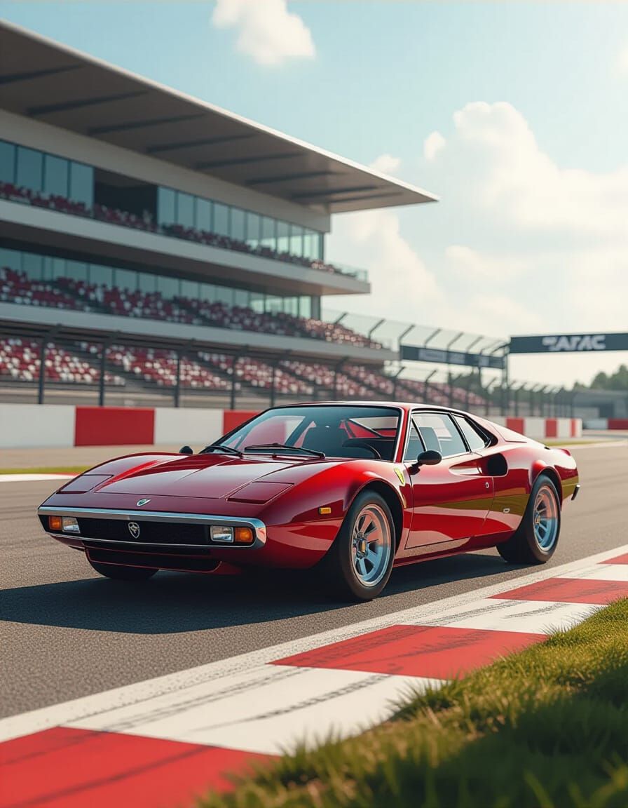 Retro-Modern Lancia Sports Car in Metallic Wine Red