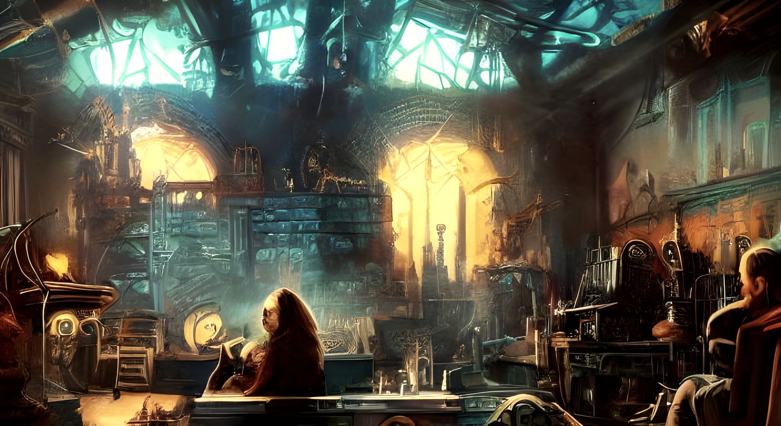 Man with Headphones: Detailed Fantasy Concept Art