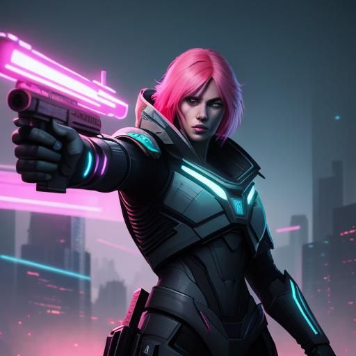 Neon Miami Killer in 80s Style