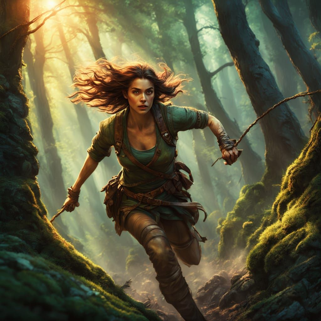 Heroic Adventuress in Cinematic Fantasy World