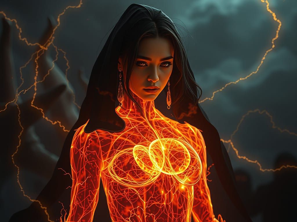 Mystical Woman in Golden Age Style with Fire Superhero