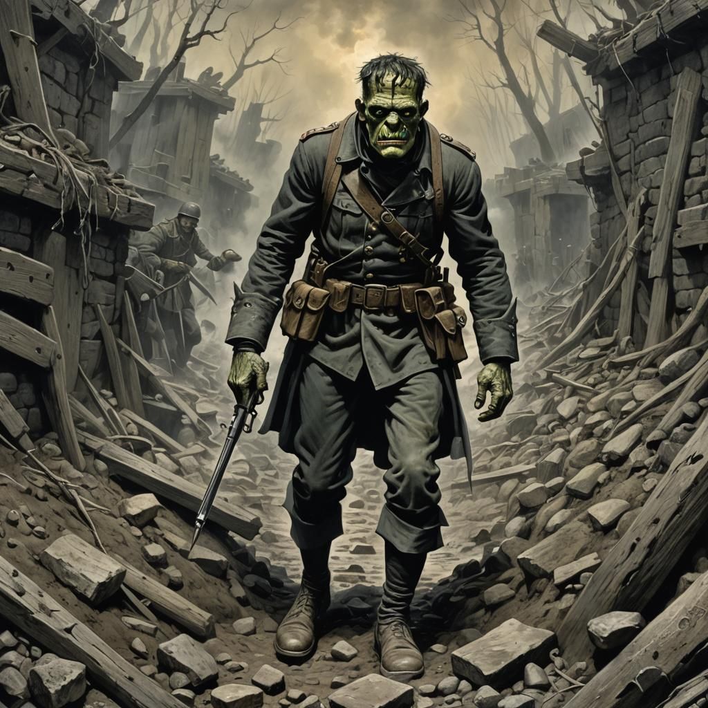 The Frankenstein Monster in world war one trenches