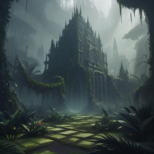 Astral Jungle Lost City: Photorealistic Fantasy Art