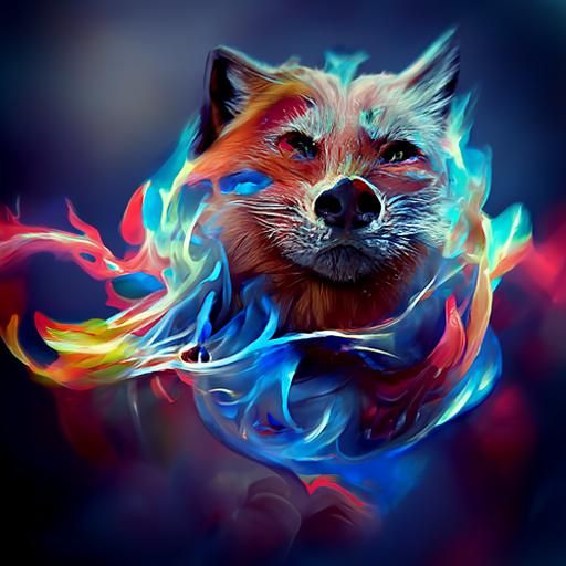 Fiery Firefox in Watercolor Style