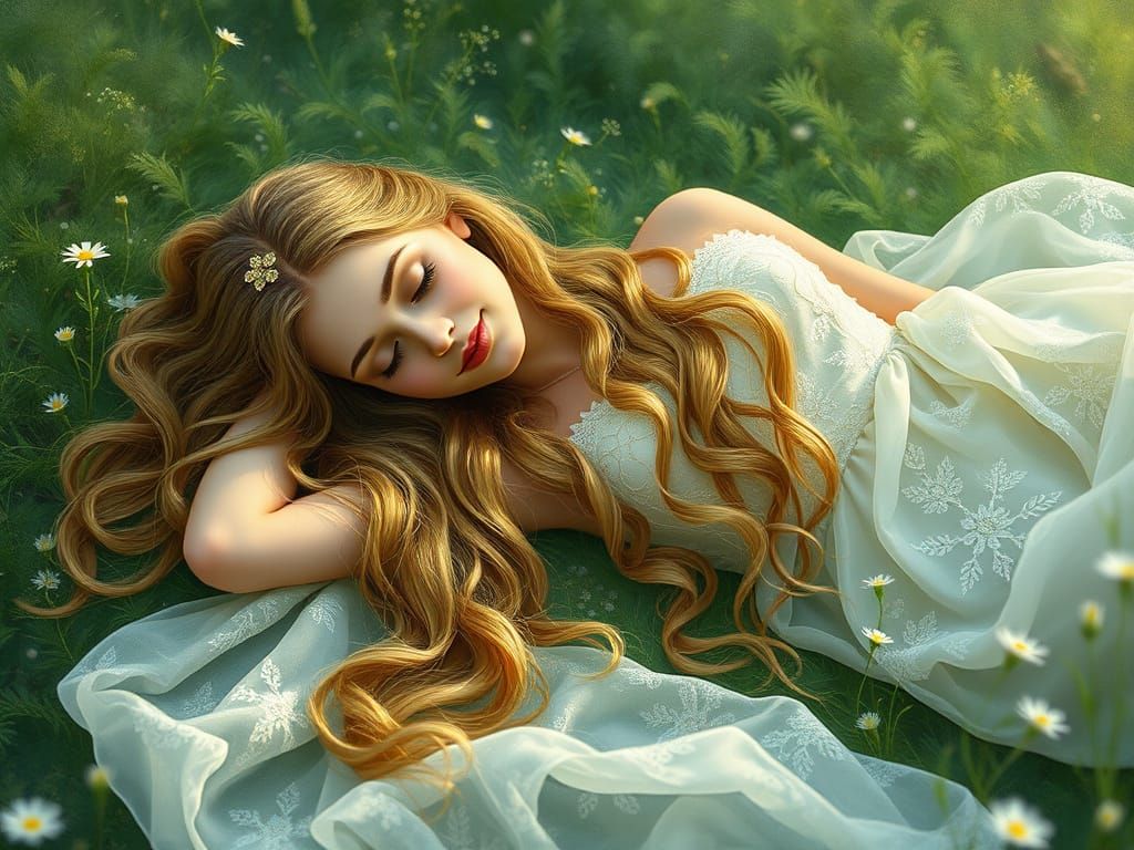 Princess in Serene Emerald Forest Dreamscape