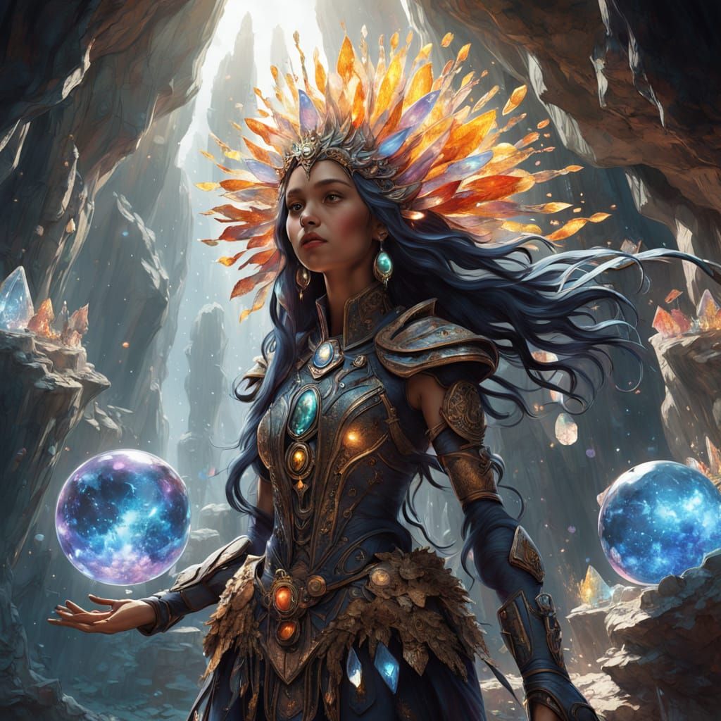 Crystal Geomancer Embodied by Shimmering Quartz and Crystal ...